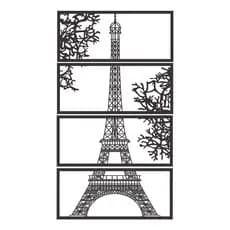 Kit 4 Quadros Decorativo Vazado Torre Eiffel MDF 3mm Preto Fosco