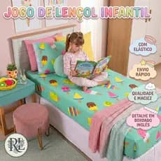 Jogo de Lençol Solteiro infantil 2 Peças Cama Simples com Fronha e Lençol Virol Com Elástico Tecido Macio Estampado Kids