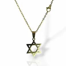 Corrente Cordão Kit Com Pingente Estrela Davi Banhado Star Of David Simbolo de Israel Religoso Fé