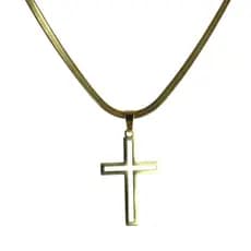 Gargantilha Cruz Premium Colar Feminina Crucifixo Vazado Aço Dourado Não Escurece