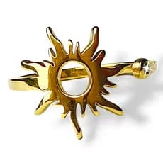 Anel Feminino Aparador Sol Pedra de Zircônio Pedrinha Zircônia Sun Dourado