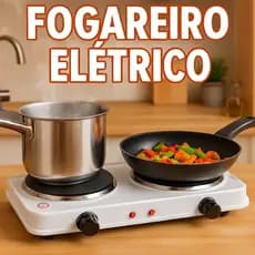 Fogareiro elétrico 2 bocas portátil 127V aquecer alimentos camping cozinha