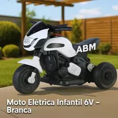 Moto elétrica infantil 6V branca bateria recarregável passeio criança brinquedo