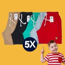 Kit 5 Bermuda Infantil Juvenil Tactel Mauricinho Moda Praia