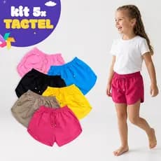 Kit 5 Shorts Tactel Infantil Feminino Juvenil Meninas 02-14