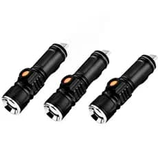 Kit 3 Lanterna USB para Bike - Recarregável com Zoom e 3 Modos