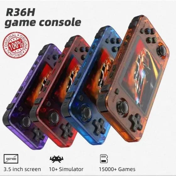 R36H Console de Jogos - 15 Mil Jogos com Tela de 3.5 Polegadas e 10+ Simuladores Incluídos Novo Produto Original
