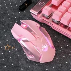 Mouse Gamer Sem Fio Recarregável Silencioso Rosa Bluetooth Wireless Mause LED Usb Para Desktop Computador PC Notebook