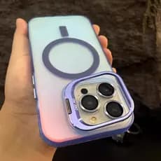 Capa Para Lente Laser De Luxo Gradiente Telefone Com Filme De-Rígida Magnética À Prova De Choque iPhone 11 12 13 14 15 Pro Max Plus