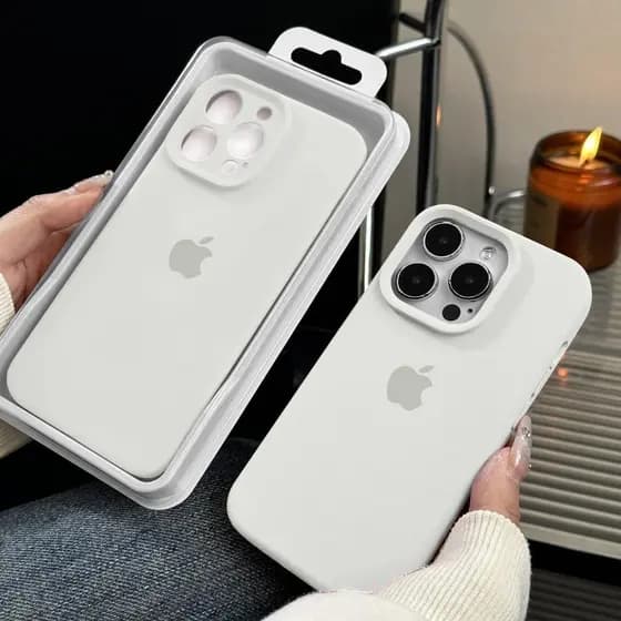 Caixa Oficial Shockproof Silicone Líquido Cor Branca Para iPhone 11 12 13 14 16 Pro Max 14 15 Plus