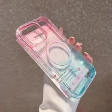 Capa Rígida Magnética À Prova De Choque Gradiente Rosa Azul De Alta Qualidade Para IPhone 16 15 14 Plus 11 12 13 Pro Max