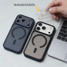 Capa De Lente 2 Em 1 Removível Com Design De Janela Grande Para iPhone 13 14 15 16 Pro Max 17 Air Premium Skin-Feel Bord