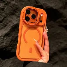 Nova Tampa De Lente De Vidro Redonda Laranja Capa Protetora Para IPhone 17 PRO MAX 11 12 13 14 15 16 Plus Air Moldura Ma