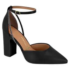 Scarpin Feminino Salto Alto Grosso 9cm Brilho Confortável Vizzano 1285449