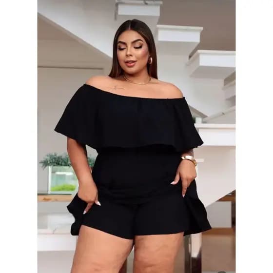 Vestido Plus Size Feminino Macaquinho Forrado Tomara que Caia Duna Moda Verão Ombro a Ombro