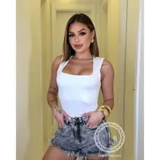 Body Feminino Decote Quadrado Collant Blusa Alças Grossas Regata Suplex Elegante