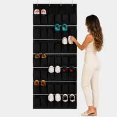 Organizador Sapatos Sapateira Vertical Atrás Porta 16, 20, 24 Bolsos - ACOMPANHA 3 GANCHOS - Guarde Bem - Envio já