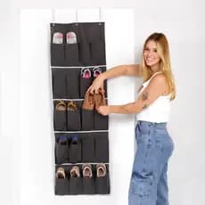 Sapateira de pendurar atrás da porta 16 20 24 28 36 42 divisórias 10 12 14 18 24 pares - Guarde Bem - Acompanha 3 ganhos
