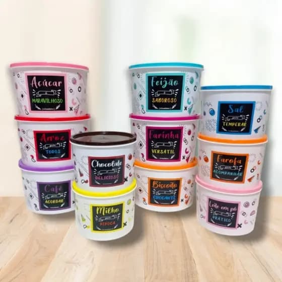 Potes Para Alimentos Mantimentos Coloridos Estampados Tapoer