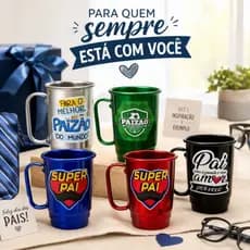Caneca de Alumínio Presente para Dia dos Pais Lembrancinha Pai