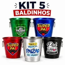 Kit 5 Baldinho Em Alumínio Personalizados Dia dos Pais Kit Presente Para o Pai
