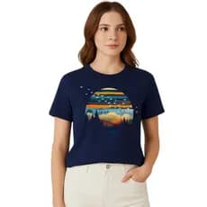 Camiseta natureza Pôr do Sol estampada unissex algodão confortável casual