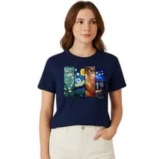 Camiseta Van Gogh Estampa Artística Unissex Algodão Premium Tendência