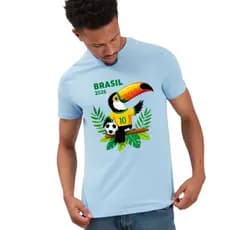 Camiseta Brasil Amarela Algodão Premium Estampa Brasil Casual Confortável