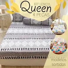 Jogo de Lençol 4 Peças Queen Microfibra ESTAMPADO - ESTAMPAS DE MANEIRA SORTIDA