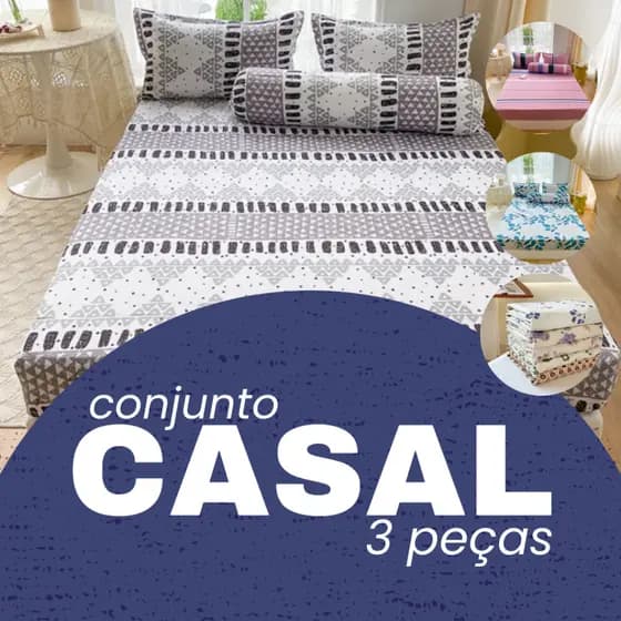 Jogo De Lençol 3 Peças Com Elástico Casal Padrão ESTAMPADO - Estampas Sortidas