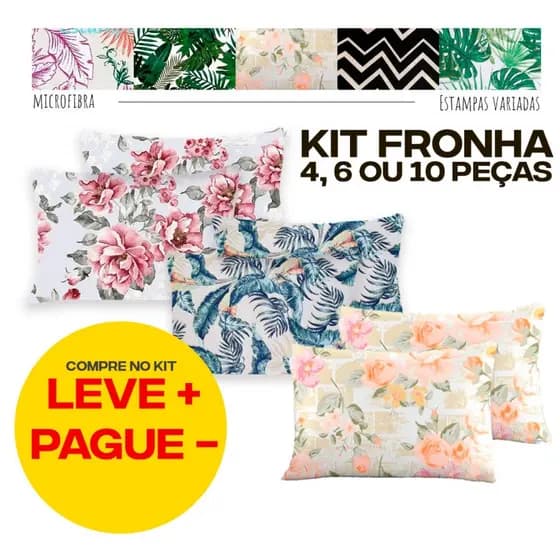 Kit Fronha Estampada Premier Microfibra 170 Fios - 4 , 6 e 10 unidades