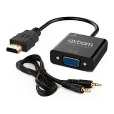 Cabo Adaptador Conversor Hdmi Para Vga Com Saída De Áudio P2 Preto