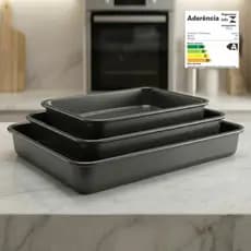Kit 3 Assadeiras Forma Antiaderente Bolo Lasanheira Sobremesa Forno