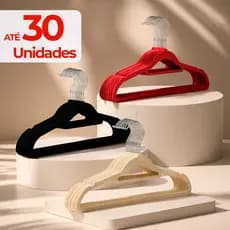 Kit Cabides Veludo Slim Finos Adulto Antideslizante Gancho Giratório 360° Organizador Preto Colorido