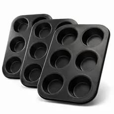 Kit Forma Assadeira Cupcake Pão De Queijo Empada 3 Peças 6 Furos Antiaderente Aço Carbono