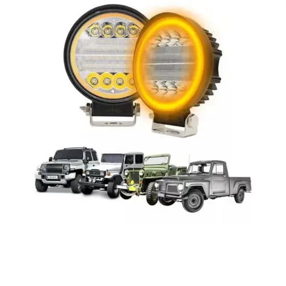 Par Farol De Milha Redondo Led 72w C/ Pisca Laranja