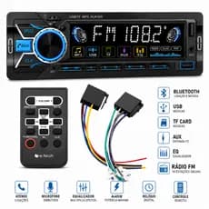 Som De Carro Bluetooth Mp3 Usb Sd Aux E-tech Combat Plus 4x60w Com Saida RCA
