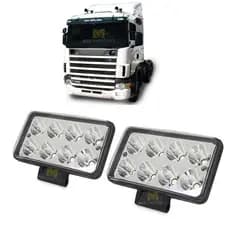 Par de farol Milha LED retangular 24w 12v/24v reforçado agrícola Caminhão carro barco