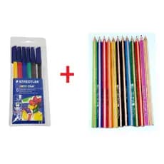 LÁPIS DE COR 12 CORES  Lápis de cor Staedtler + 6 canetinhas HIDROGRÁFICAS