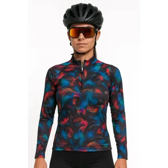 Camiseta Ciclismo Manga Longa Fem Be Fast  Penas