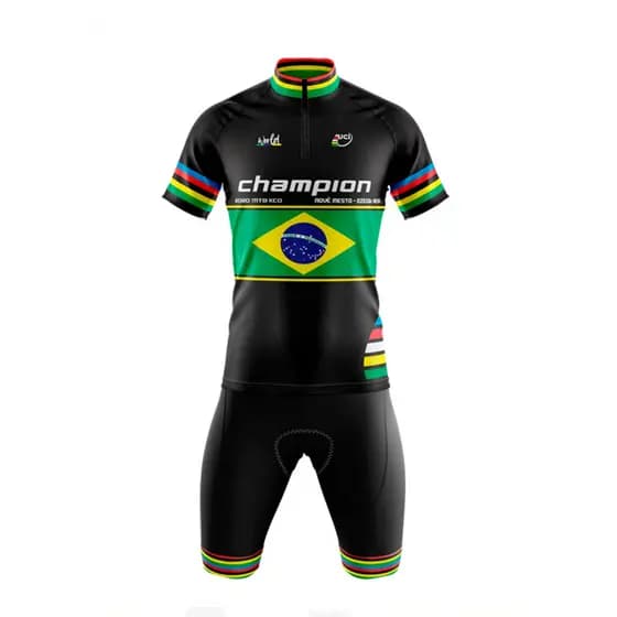 Conjunto De Ciclismo Brasil Be Fast Camiseta E Bermuda Mtb E Speed