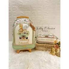 Kit escolar 2 peças personalizado/kit escolar/mochila de rodinhas