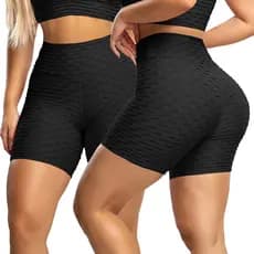 Shorts Legging Bolha e Liso Suplex de Compressão Cós Alto Empina Bumbum 3D Textura Flocada Academia
