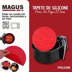 Tapete Silicone Air Fryer 22,5cm Redondo Reutilizável Antiaderente – Cores Sortidas