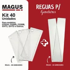 Kit 40 Réguas Divisórias Magus p/ Gaveteiro Organizador Multiuso Transparente RGA1 + RGA2