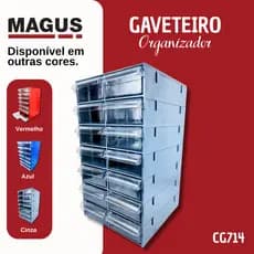 Gaveteiro CG714 Magus com 14 Gavetas + Divisórias | Organizador Multiuso Resistente