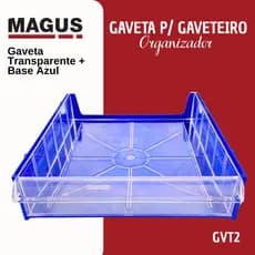 Gaveteiro Organizador Modular Avulso Magus GVT2 1 Gaveta Transparente Multiuso Azul