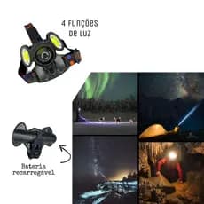 Lanterna De Cabeça 2cob + Led Bike Lights C/ Zoom