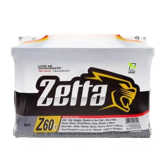 ZETTA BateriaAutomotiva 60ah - Para carro 60ah