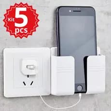 Kit Suporte Celular Parede Multiuso Multifuncional Adesivo Controle Remoto Carregamento